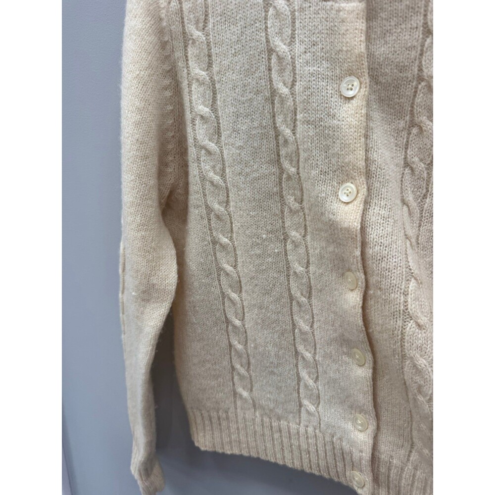Gap 100% Wool Cream Cable Knit Button Up Cardigan Sweater Medium - Picture 4 of 5